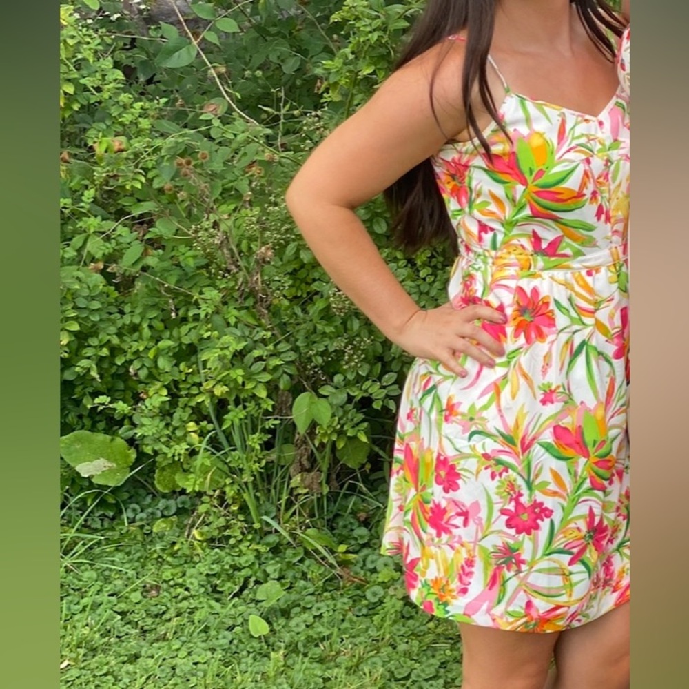 J. Crew Pink and Green Floral Dress